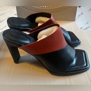 Black and red kitten heels size 8